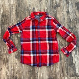 2/20 George Youth Large 10/12 Holiday Plaid 2 way button down shirt